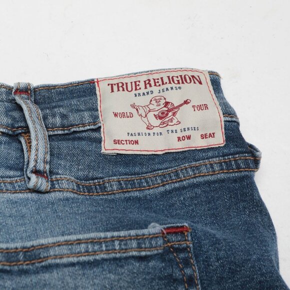 True Religion Mens Rocco Moto Skinny Jeans Stretch Designer Blue Denim Sz 44 NEW - Picture 9 of 13